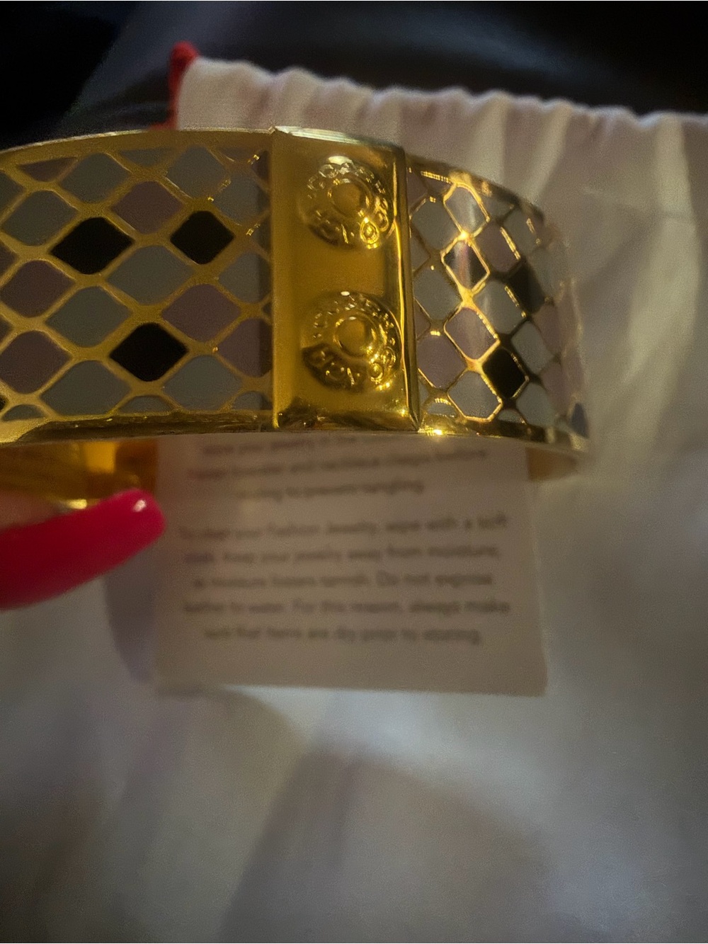 NWT Gold Tone Geometric non Hinged Bangle Bracelet